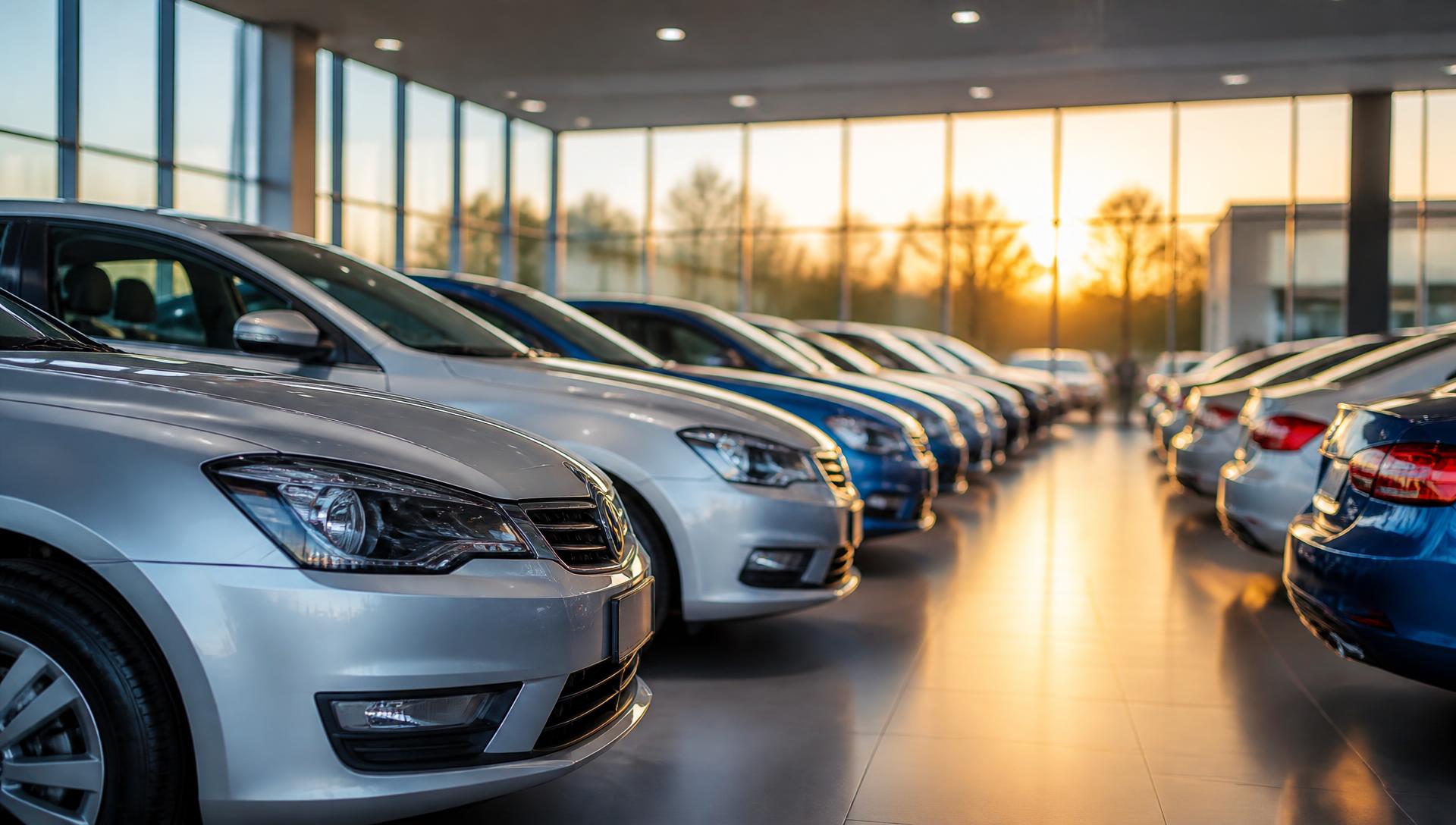 Concessionario con auto in esposizione